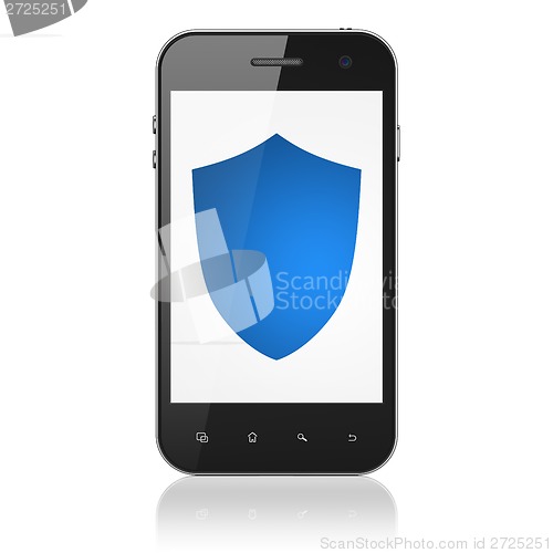 Image of Privacy concept: Shield on smartphone