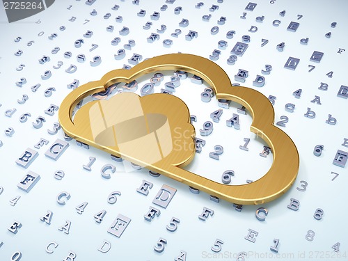 Image of Technology concept: Golden Cloud on digital background