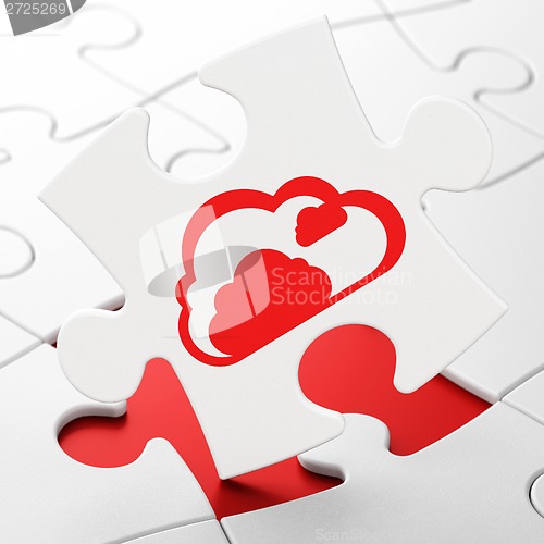 Image of Computing concept: Cloud on puzzle background