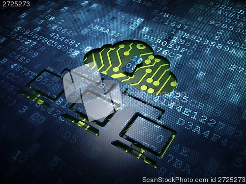Image of Privacy concept: Cloud Network on digital screen background
