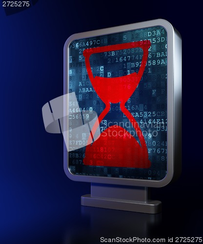 Image of Timeline concept: Hourglass on billboard background