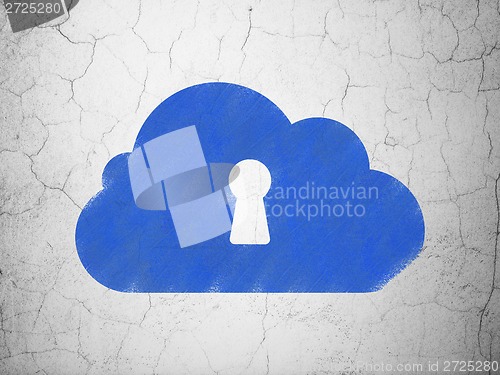 Image of Networking concept: Cloud With Keyhole on wall background