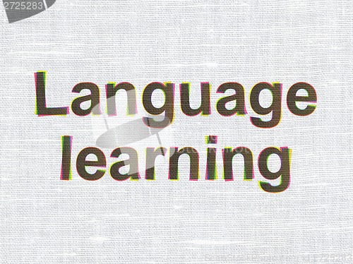 Image of Education concept: Language Learning on fabric texture background