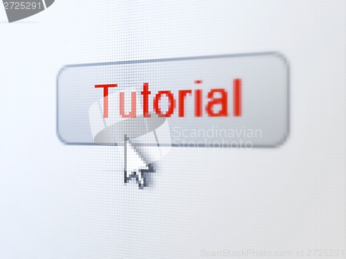Image of Education concept: Tutorial on digital button background