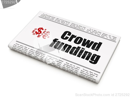 Image of Newspaper with Crowd Funding and Finance Symbol