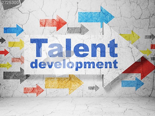 Image of Education concept: arrow with Talent Development on grunge wall background