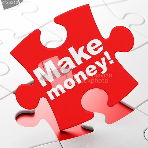 Image of Finance concept: Make Money! on puzzle background