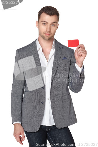 Image of Business man showing blank businesscard