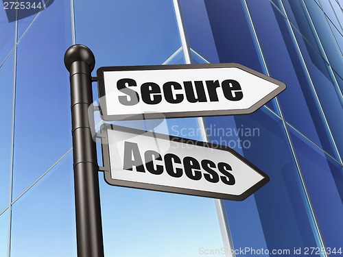 Image of Privacy concept: sign Secure Access on Building background