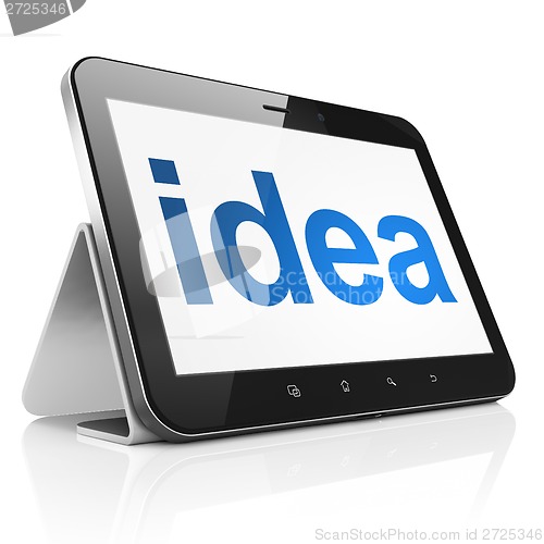 Image of Advertising concept: Idea on tablet pc computer