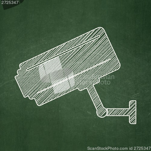 Image of Privacy concept: Cctv Camera on chalkboard background