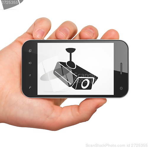 Image of Security concept: Cctv Camera on smartphone