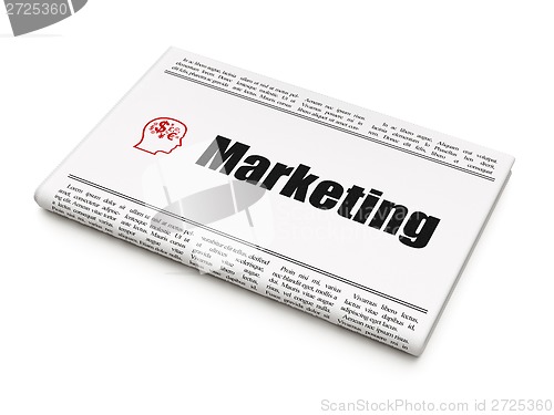 Image of Newspaper with Marketing and Head Finance Symbol