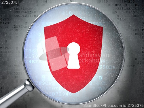 Image of Shield With Keyhole optical glass on digital background
