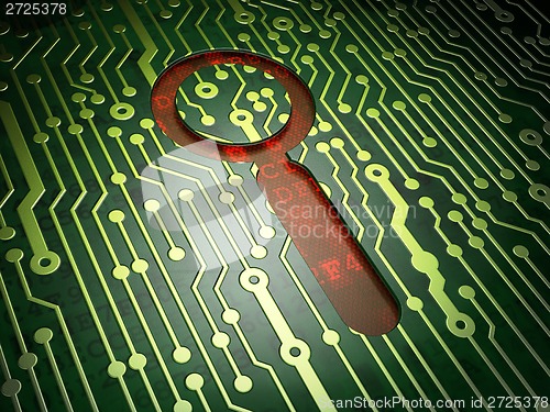 Image of Information concept: Search on circuit board background