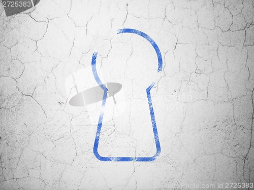 Image of Data concept: Keyhole on wall background