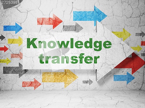 Image of Education concept: arrow with Knowledge Transfer on grunge wall background