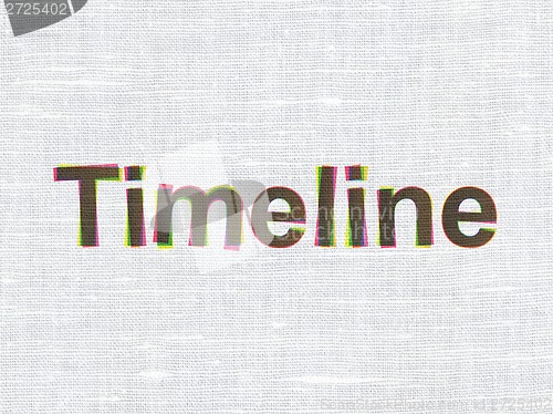 Image of Time concept: Timeline on fabric texture background