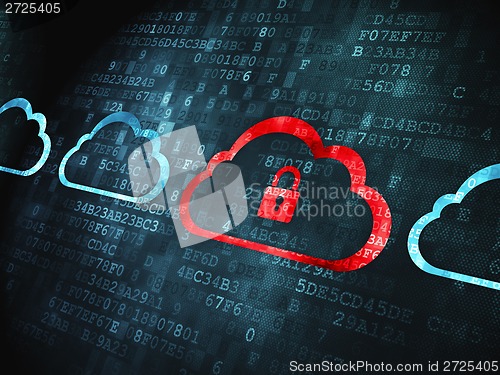 Image of Computing concept: Cloud With Padlock on digital background