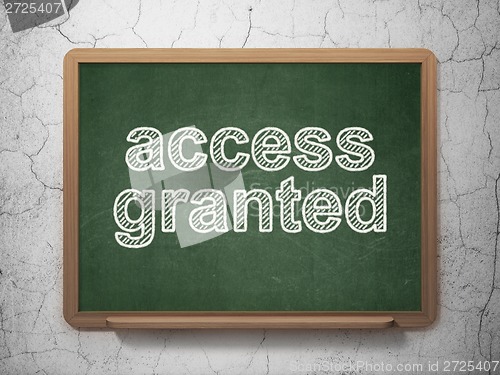 Image of Safety concept: Access Granted on chalkboard background