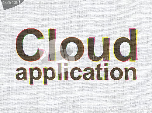 Image of Cloud Application on fabric texture background