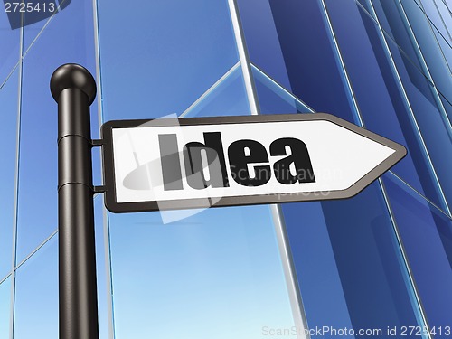 Image of Advertising concept: sign Idea on Building background