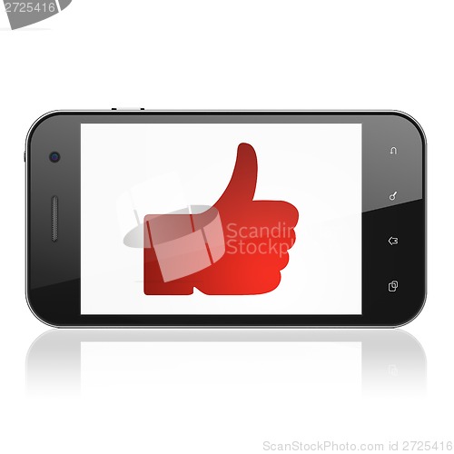 Image of Social media concept: Thumb Up on smartphone