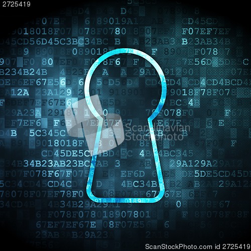 Image of Information concept: Keyhole on digital background