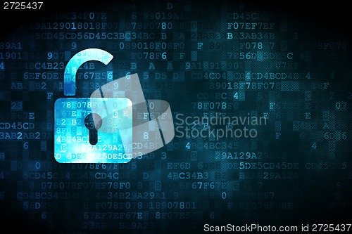 Image of Safety concept: Opened Padlock on digital background