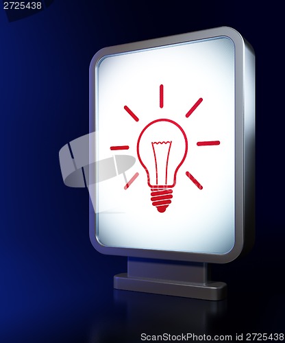 Image of Finance concept: Light Bulb on billboard background