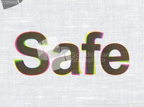 Image of Protection concept: Safe on fabric texture background