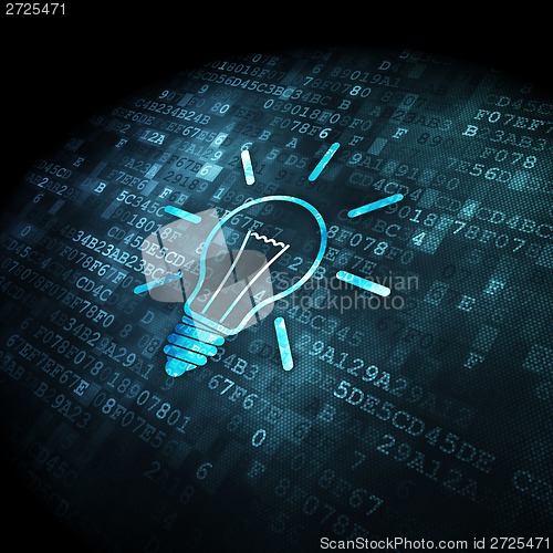 Image of Business concept: Light Bulb on digital background
