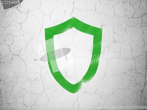 Image of Security concept: Contoured Shield on wall background