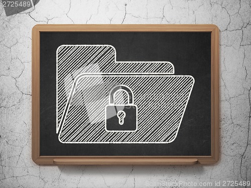 Image of Business concept: Folder With Lock on chalkboard background