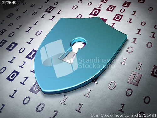 Image of Safety concept:  Shield With Keyhole on Binary Code background