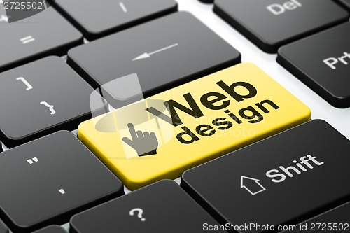 Image of Mouse Cursor and Web Design on computer keyboard background