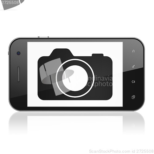 Image of Travel concept: Photo Camera on smartphone