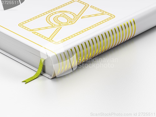 Image of Finance concept: closed book, Email on white background