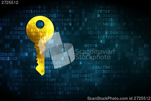 Image of Security concept: Key on digital background