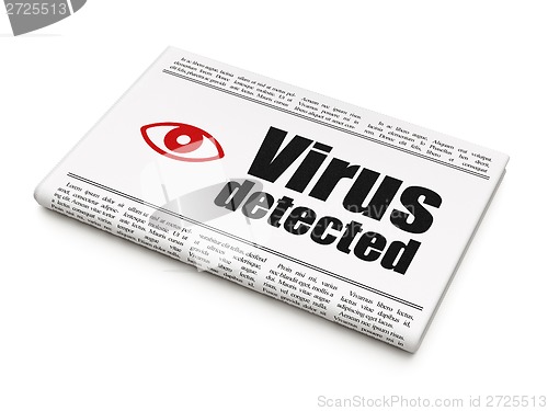 Image of Security concept: newspaper with Virus Detected and Eye