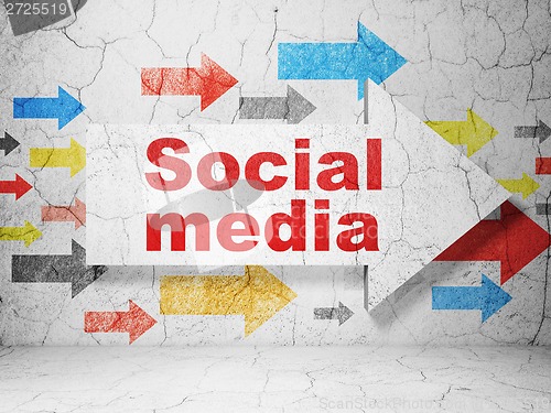 Image of Social network concept: arrow with Social Media on grunge wall background
