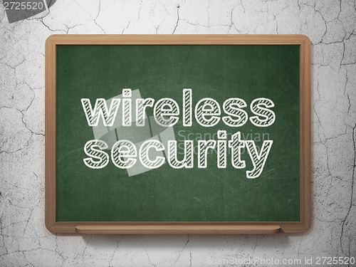 Image of Safety concept: Wireless Security on chalkboard background