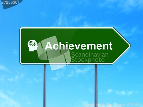 Image of Education concept: Achievement and Head With Finance Symbol
