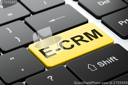 Image of Finance concept: E-CRM on computer keyboard background