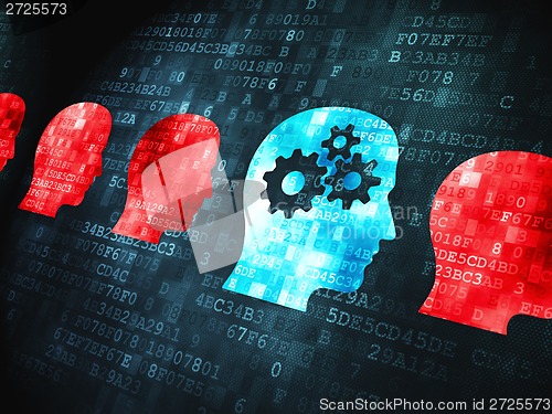 Image of Education concept: Head With Gears on digital background