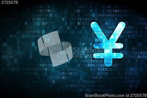 Image of Currency concept: Yen on digital background