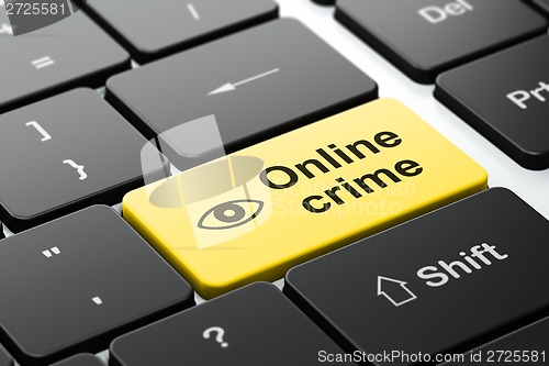 Image of Safety concept: Eye and Online Crime on computer keyboard background