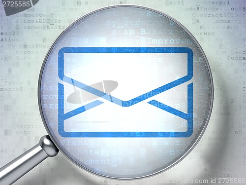 Image of Business concept: Email with optical glass on digital background