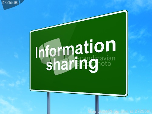 Image of Information Sharing on road sign background