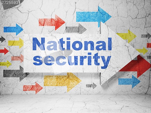 Image of Privacy concept: arrow with National Security on grunge wall background